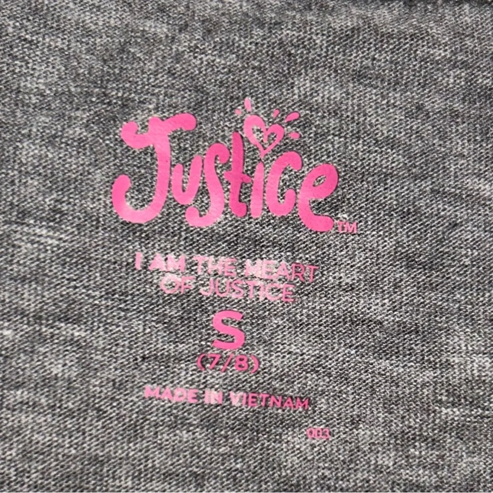 JUSTICE Girl's Grey Graphic Long Sleeve Shirt Size Small 7/8